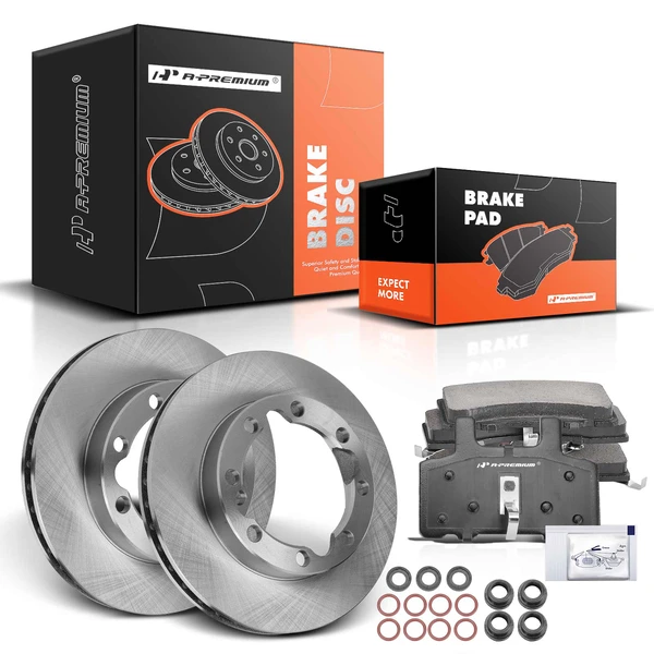 1992-1999 GMC K2500 Suburban Disc Brake Rotors and Ceramic Pads Kit, 6 Pcs, Front Driver & Passenger, A-Premium, APBRPR935