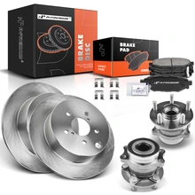 8 Pcs Rear Disc Brake Rotors & Ceramic Brake Pads & Hub Bearings