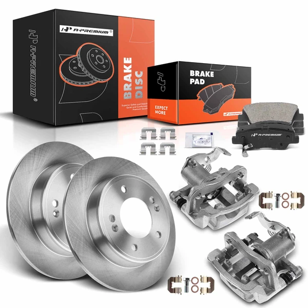 8 Pcs Rear Disc Brake Rotors & Ceramic Brake Pads & Brake Calipers for Hyundai Elantra Elantra Coupe