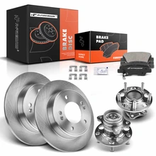 8 Pcs Rear Disc Brake Rotors & Ceramic Brake Pads & Hub Bearings for 2014-2018 Kia Forte
