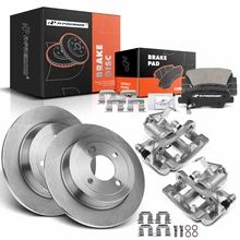 8 Pcs Rear Disc Brake Rotors & Ceramic Brake Pads & Brake Calipers for 2012-2017 Hyundai Accent