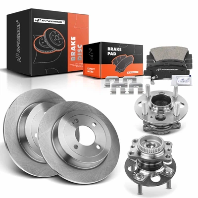 8 Pcs Rear Disc Brake Rotors & Ceramic Brake Pads & Hub Bearings