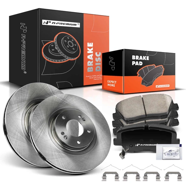 2017-2018 Hyundai Santa Fe Sport Disc Brake Rotors and Ceramic Pads Kit, 6 Pcs, Front Driver & Passenger, A-Premium, APBRPR1316