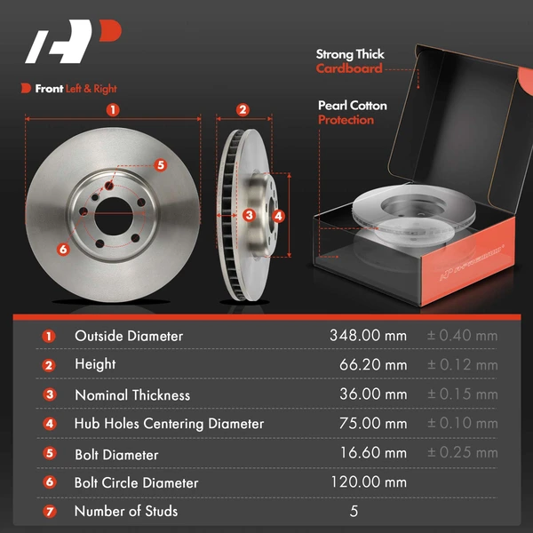 Disc Brake Rotors and Ceramic Pads Kit, 6 Pcs, Front Driver & Passenger, A-Premium, APBRPR2001