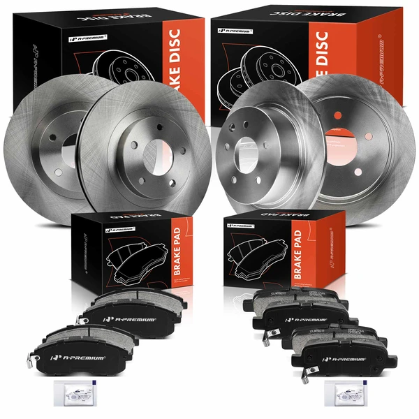 2002-2006 Nissan Altima Disc Brake Rotors and Ceramic Pads Kit, 12 Pcs, Front & Rear, A-Premium, APBRPR938