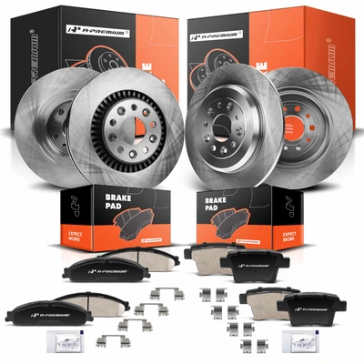 Front & Rear Disc Brake Rotors & Ceramic Brake Pads