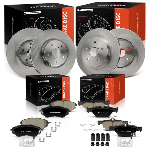 Disc Brake Rotors and Ceramic Pads Kit, 12 Pcs, Front & Rear, A-Premium, APBRPR1682