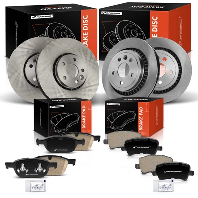 12 Pcs Front & Rear Driver & Passenger Disc Rotors & Brake Pads