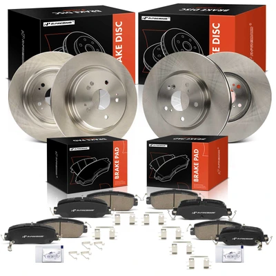 12 Pcs Front & Rear Disc Brake Rotors & Ceramic Brake Pads