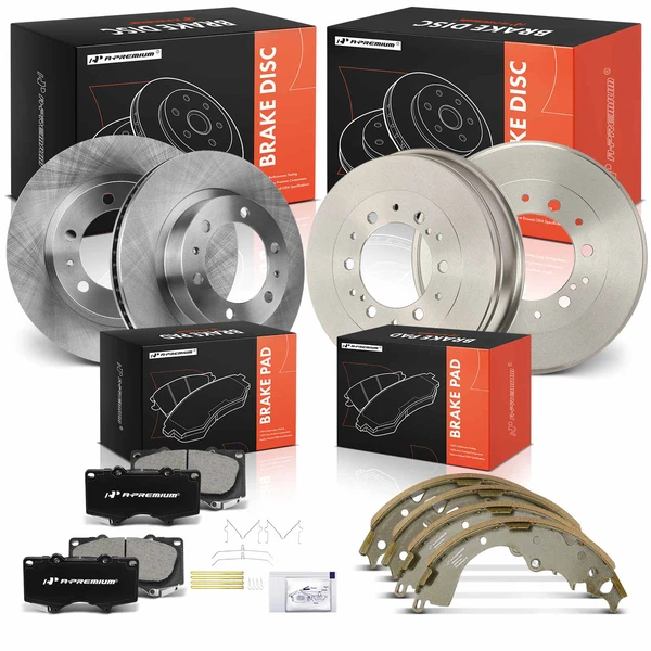 Front Disc Brake Rotors & Pads + Rear Drums & Shoes Kit, 12 Pcs, Front & Rear, A-Premium, APBRPR1972