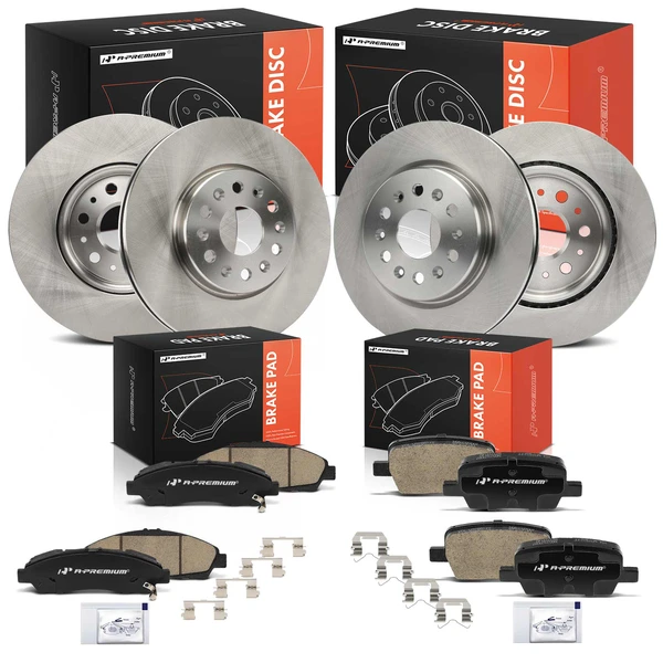Disc Brake Rotors and Ceramic Pads Kit, 12 Pcs, Front & Rear, A-Premium, APBRPR1973