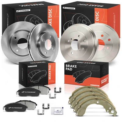 12 Pcs Front & Rear Disc Brake Rotors & Ceramic Brake Pads & Rear Brake Drums & Rear Brake Shoes