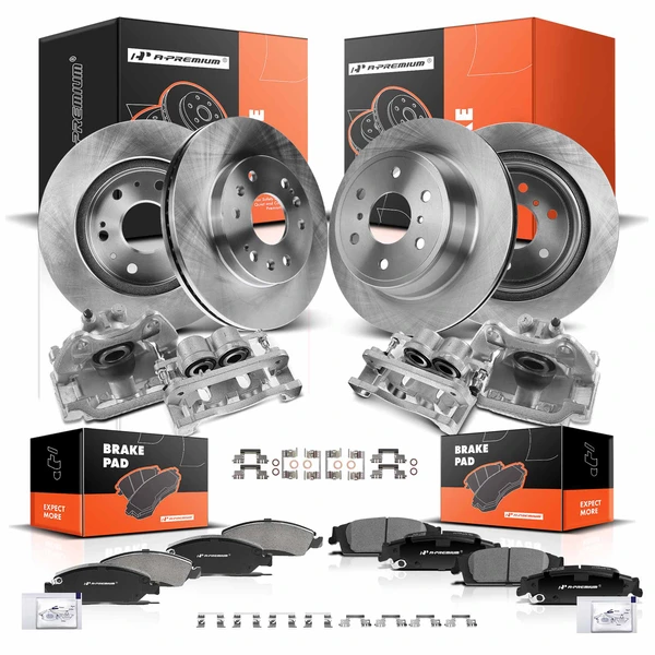 16 Pcs Front & Rear Disc Brake Rotors & Ceramic Brake Pads & Brake Calipers for 2015-2020 Chevrolet Tahoe