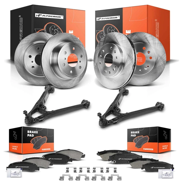 14 Pcs Disc Brake Rotors & Ceramic Pads & Control Arm Kit for 2007-2014 GMC Yukon