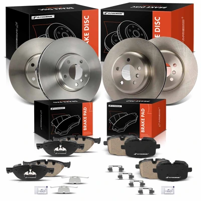 12 Pcs Front & Rear Disc Brake Rotors & Ceramic Brake Pads