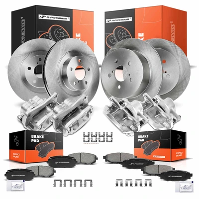 16 Pcs Front & Rear Disc Brake Rotors & Ceramic Brake Pads & Brake Calipers