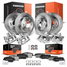 16 Pcs Front & Rear Disc Brake Rotors & Ceramic Brake Pads & Brake Calipers for 2011-2015 Kia Optima