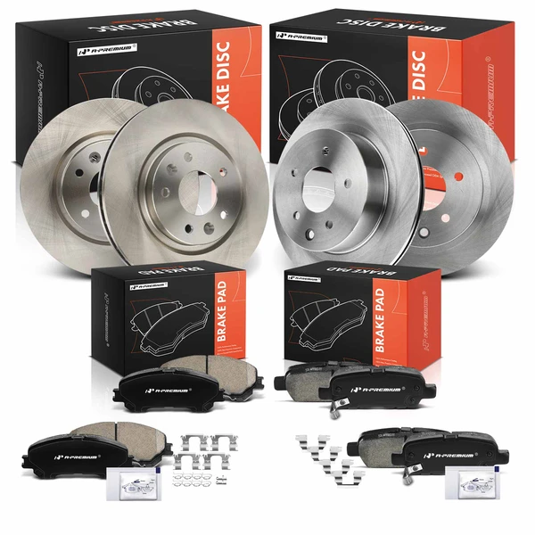 Disc Brake Rotors and Ceramic Pads Kit, 12 Pcs, Front & Rear, A-Premium, APBRPR1978