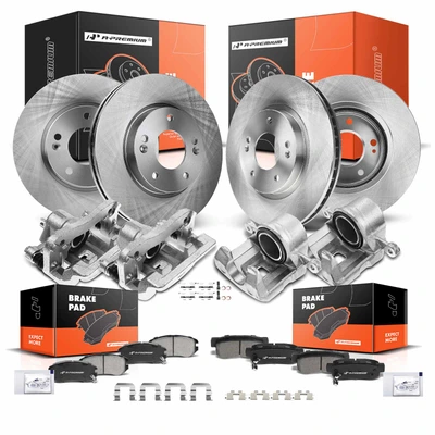 16 Pcs Front & Rear Disc Brake Rotors & Ceramic Brake Pads & Brake Calipers