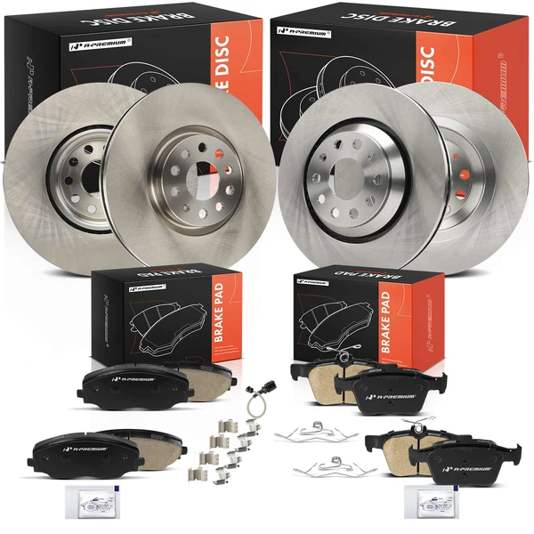 2018-2022 Volkswagen Atlas Disc Brake Rotors and Ceramic Pads Kit, 12 Pcs, Front & Rear, A-Premium, APBRPR1984