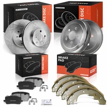 12 Pcs Front & Rear Disc Brake Rotors & Ceramic Brake Pads & Brake Drums Brake Shoes