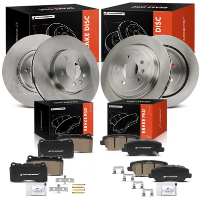 12 Pcs Front & Rear Disc Brake Rotors & Ceramic Brake Pads