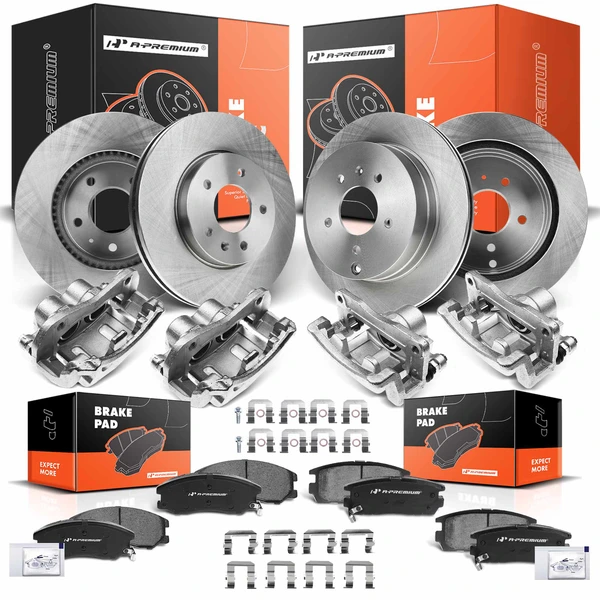 16 Pcs Front & Rear Disc Brake Rotors & Ceramic Brake Pads & Brake Calipers for 2008-2010 Saturn Vue