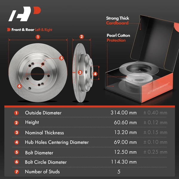 Disc Brake Rotors and Ceramic Pads Kit, 12 Pcs, Front & Rear, A-Premium, APBRPR1691