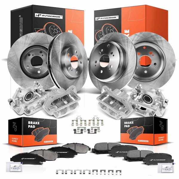 16 Pcs Front & Rear Disc Brake Rotors & Ceramic Brake Pads & Brake Calipers for Acura MDX ZDX