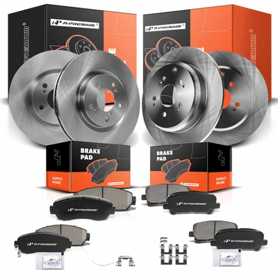 12 Pcs Front & Rear Disc Brake Rotor & Ceramic Brake Pad