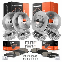 16 Pcs Front & Rear Disc Brake Rotors & Ceramic Brake Pads & Brake Calipers for 2007-2009 Hyundai Santa Fe
