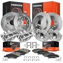 16 Pcs Front & Rear Drilled Brake Rotors & Pads + Brake Calipers