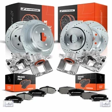 16 Pcs Front & Rear Drilled Brake Rotors & Pads + Brake Calipers