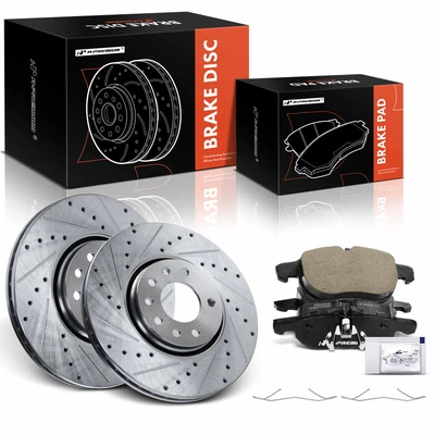 6 Pcs Front Drilled Brake Rotors & Ceramic Brake Pads