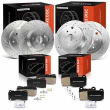 12 Pcs Front & Rear Drilled Brake Rotors & Ceramic Brake Pads