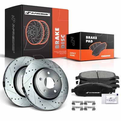 Front Drilled Rotors & Ceramic Brake Pads