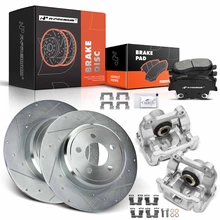 8 Pcs Rear Drilled Brake Rotors & Pads + Brake Calipers