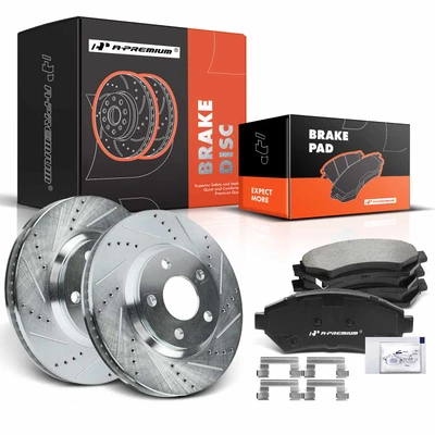 Front Drilled Rotors & Ceramic Brake Pads