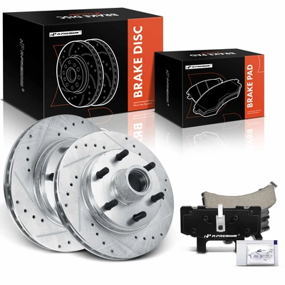6 Pcs Front Drilled Brake Rotors & Ceramic Brake Pads