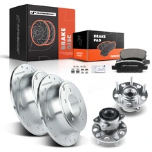 8 Pcs Rear Drilled Brake Rotor & Pads + Wheel Hub Bearing for 2007-2017 Jeep Patriot