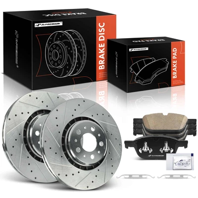 2 Pcs 336mm Front Driver & Passenger Drilled Brake Rotors