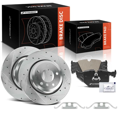 6 Pcs Rear Drilled Brake Rotors & Ceramic Brake Pads