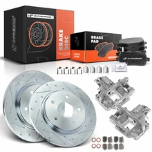 8 Pcs Rear Drilled Brake Rotors & Pads + Brake Calipers