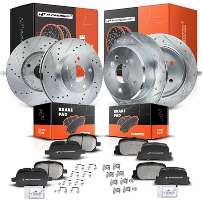 Front & Rear Drilled Rotors & Ceramic Brake Pads