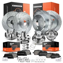 16 Pcs Front & Rear Drilled Brake Rotor & Pads + Wheel Hub Bearing for Toyota Camry 2000-2001