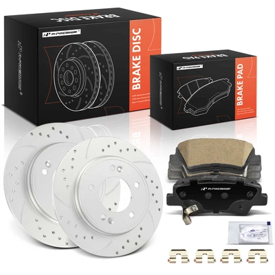 6 Pcs Rear Drilled Brake Rotors & Ceramic Brake Pads