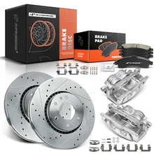8 Pcs Front Drilled Brake Rotors & Pads + Brake Calipers for 2004-2005 GMC Envoy XUV