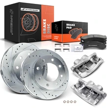 8 Pcs Front Drilled Brake Rotors & Pads + Brake Calipers