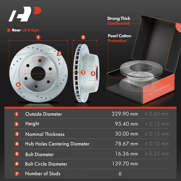 8-PC Brake Rotor + Brake Pad + Brake Caliper, Rear Driver & Passenger, 2-Piston, A-Premium APBRPS1576