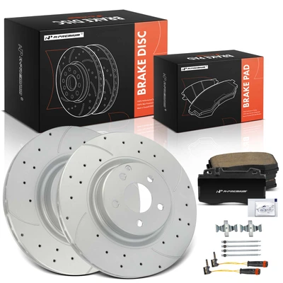 6 Pcs Front Drilled Brake Rotors & Ceramic Brake Pads